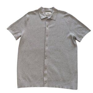 The Normal Brand Taupe Waffle Knit Button Polo Shirt Men’s L Minimalist Elevated